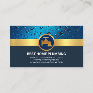 Professionell Blue Vatten droppar Guld Faucet Visitkort