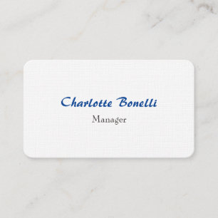 Professionell Blue White Minimalist Premium Linen Visitkort