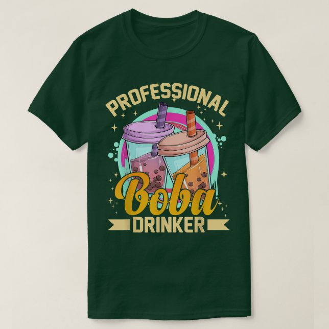 Professionell Boba Drinker Funny Bubble Tea & Mjöl T Shirt (Design framsida)