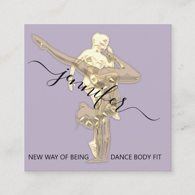Professionell Body Fitness Dance Couch QRCODE Guld Fyrkantigt Visitkort (Framsida)