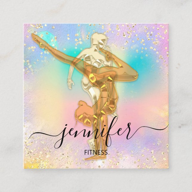 Professionell Body Fitness Dance Glitter Holograph Fyrkantigt Visitkort (Framsida)