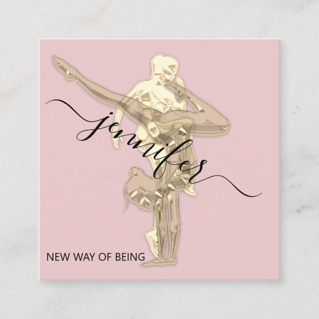 Professionell Body Fitness Dance Guld Couch Rosa Fyrkantigt Visitkort (Framsida)