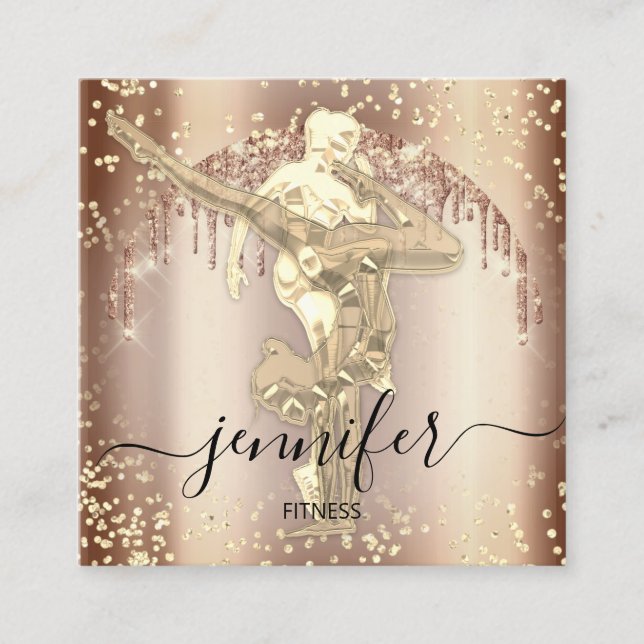 Professionell Body Fitness Dance Ro Guld School Fyrkantigt Visitkort (Framsida)