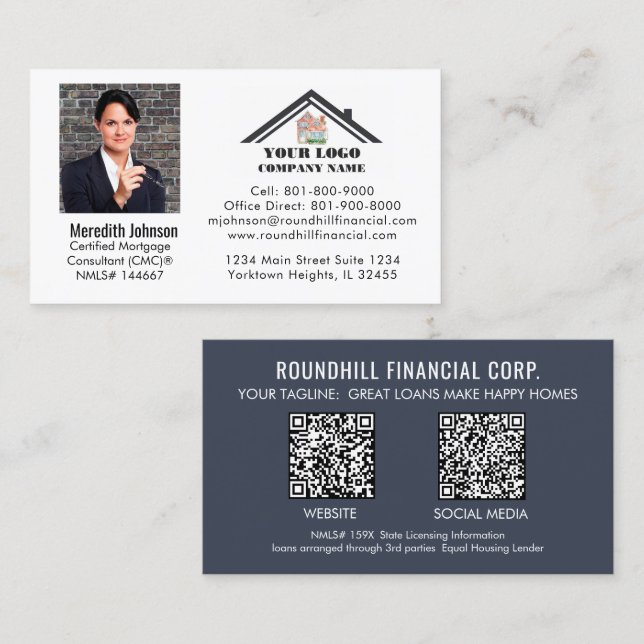 Professionell bolånefoto Logo QR-kod Visitkort (Fram/baksida)
