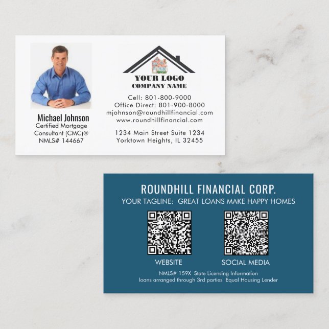 Professionell bolånefoto Logo QR-kod  Visitkort (Fram/baksida)