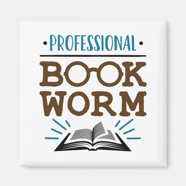 Professionell Bookworm Avid Bok Reader Magnet (Framsidan)