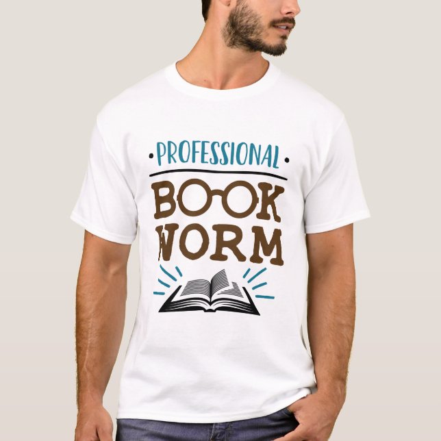 Professionell Bookworm Avid Bok Reader T Shirt (Framsida)