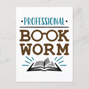 Professionell Bookworm Avid Bok Reader Vykort