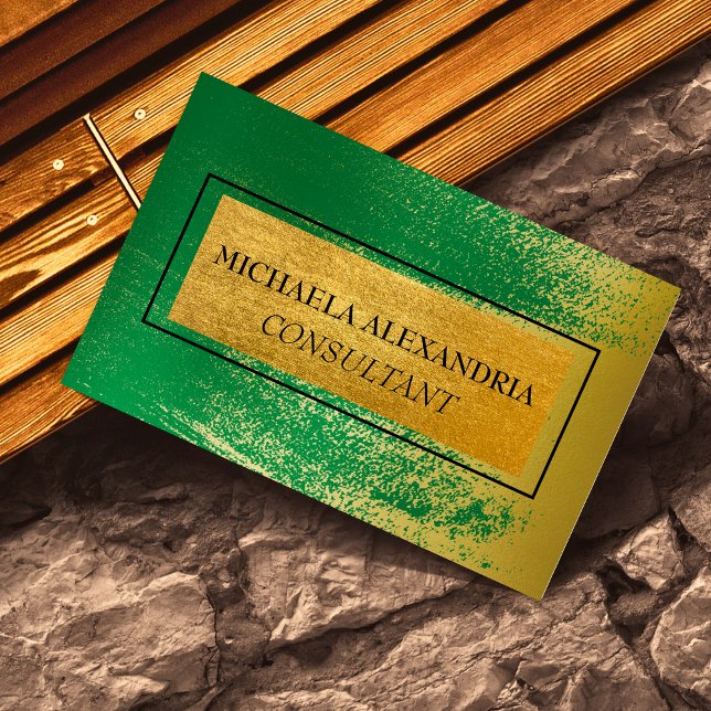 Professionell Borstad Guld Metallisk Grön Visitkort (The foil elements are simulated and not real.)