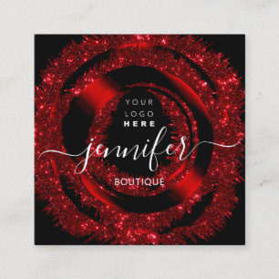 Professionell Boutique Logotyp Glitter Red Logotyp Fyrkantigt Visitkort