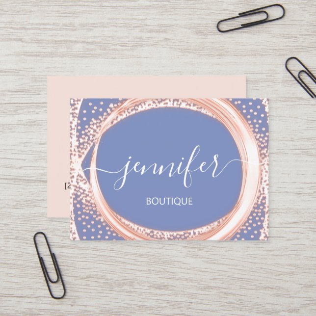 Professionell Boutique Makeup Beauty Rosa Blue Visitkort (Fram/Back In Situ)