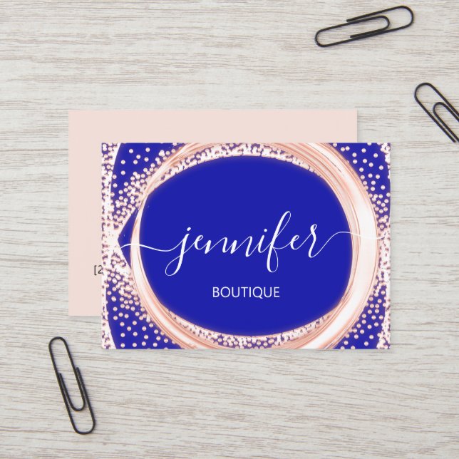 Professionell Boutique Makeup Beauty Rosa Royal Visitkort (Fram/Back In Situ)