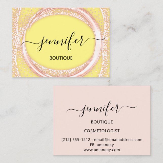 Professionell Boutique Shop Beauty Ro Gult Visitkort (Fram/baksida)