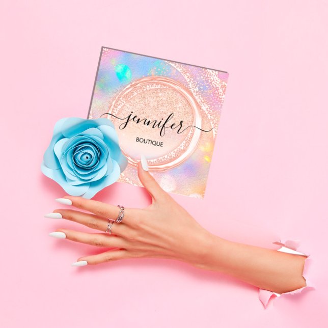 Professionell Boutique Shop Beauty Rosa ros Fyrkantigt Visitkort (Skapare uppladdad)