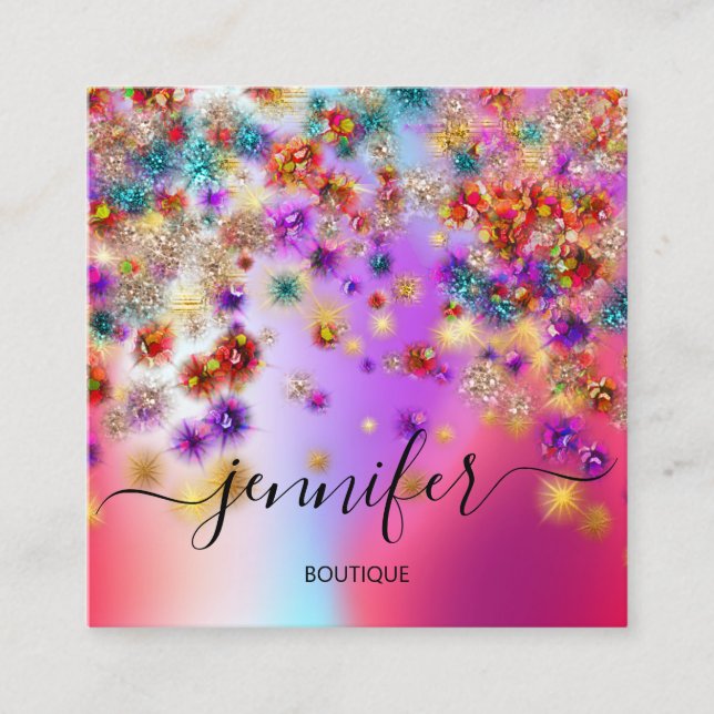 Professionell Boutique Shop Event Planner Holograp Fyrkantigt Visitkort (Framsida)