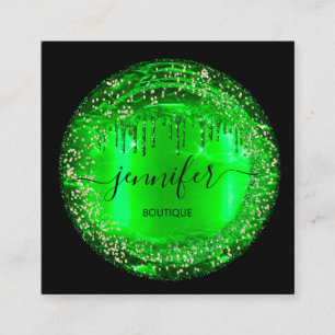 Professionell Boutique Shop Glitter Drip Emerald Fyrkantigt Visitkort