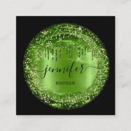 Professionell Boutique Shop Glitter Drip Greenery Fyrkantigt Visitkort