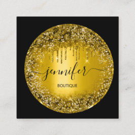 Professionell Boutique Shop Glitter Drip Guld Spar Fyrkantigt Visitkort