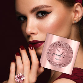 Professionell Boutique Shop Glitter Ro Fyrkantigt Visitkort