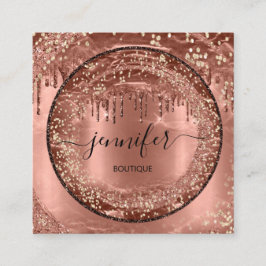 Professionell Boutique Shop Glitter Ro Guld Drivru Fyrkantigt Visitkort