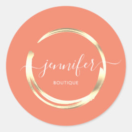 Professionell Boutique Shop Guld Circle Peach Runt Klistermärke