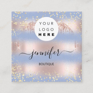 Professionell Boutique Shop Guld Pastel Blue Fyrkantigt Visitkort