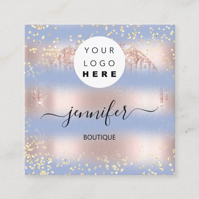 Professionell Boutique Shop Guld Pastel Blue Fyrkantigt Visitkort (Framsida)