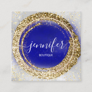 Professionell Boutique Shop Guld Royal Blue Silver Fyrkantigt Visitkort