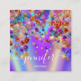 Professionell Boutique Shop HoloGrapc Confetti Sq Fyrkantigt Visitkort
