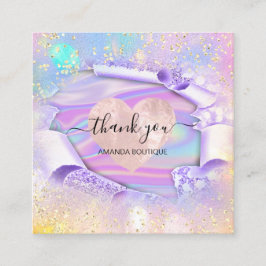 Professionell Boutique Shop Namn Glitter Heart Fyrkantigt Visitkort