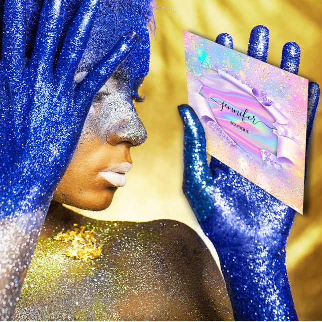Professionell Boutique Shop Namn Glitter Holograph Fyrkantigt Visitkort (Skapare uppladdad)