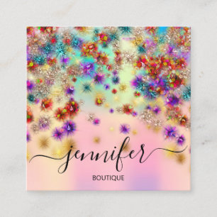 Professionell Boutique Shop Ro Confetti Glitter Fyrkantigt Visitkort