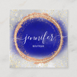 Professionell Boutique Shop Royal Blue Guld koppar Fyrkantigt Visitkort