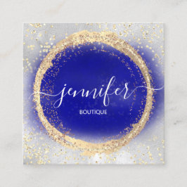 Professionell Boutique Shop Royal Blue Guld Silver Fyrkantigt Visitkort