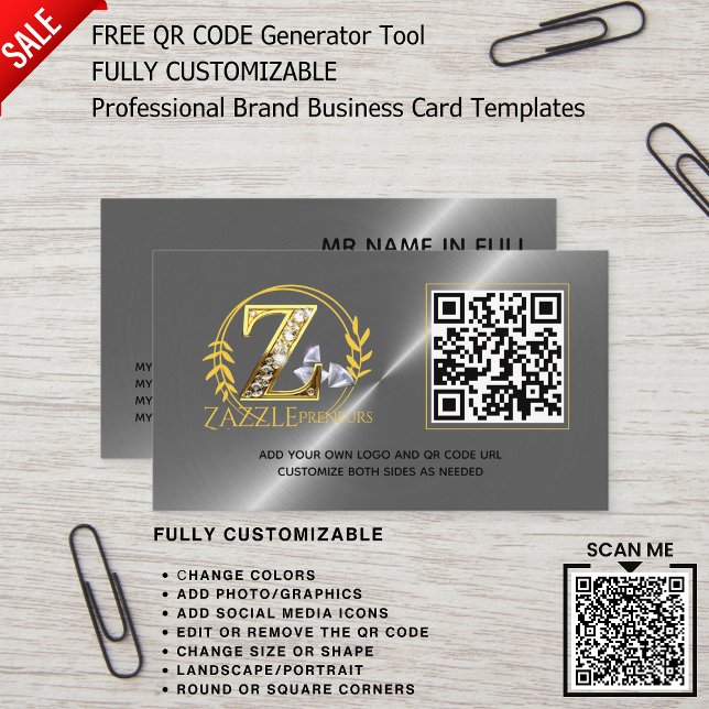 PROFESSIONELL, BRANDADELAD LOGOTYP DESIGN QR CODE- VISITKORT (professional logo design business template)