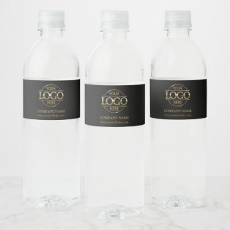 Professionell Branded Black Company Business Logot Vattenflaska Etikett