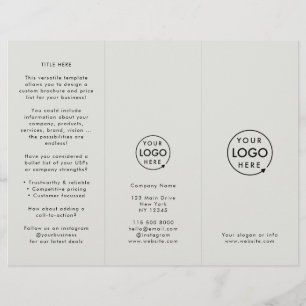 Professionell Branded Grått Trifold Brochure