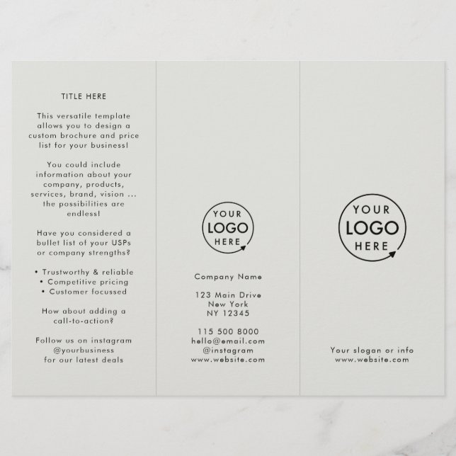 Professionell Branded Grått Trifold Brochure (Framsida)