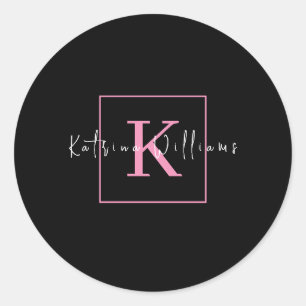 Professionell Branding Logotyp Black Rosa Monogram Runt Klistermärke