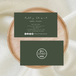 Professionell Branding Minimalist Forest Grönt Log Visitkort