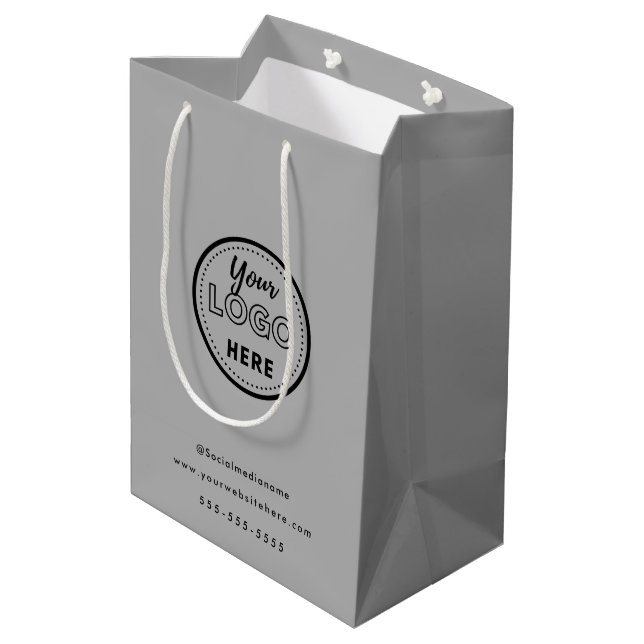 Professionell Branding Minimalist Grått Promo-Logo (Baksidan Vinklad)