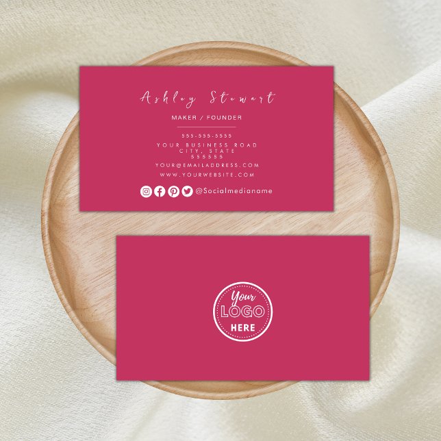 Professionell Branding Minimalist Shock rosa Logot Visitkort (Skapare uppladdad)
