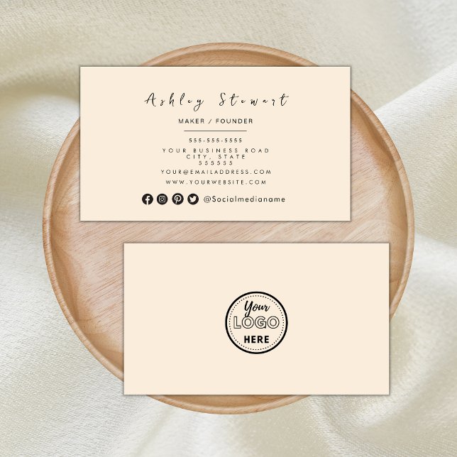 Professionell Branding Minimalist Trendig Boho Log Visitkort (Skapare uppladdad)