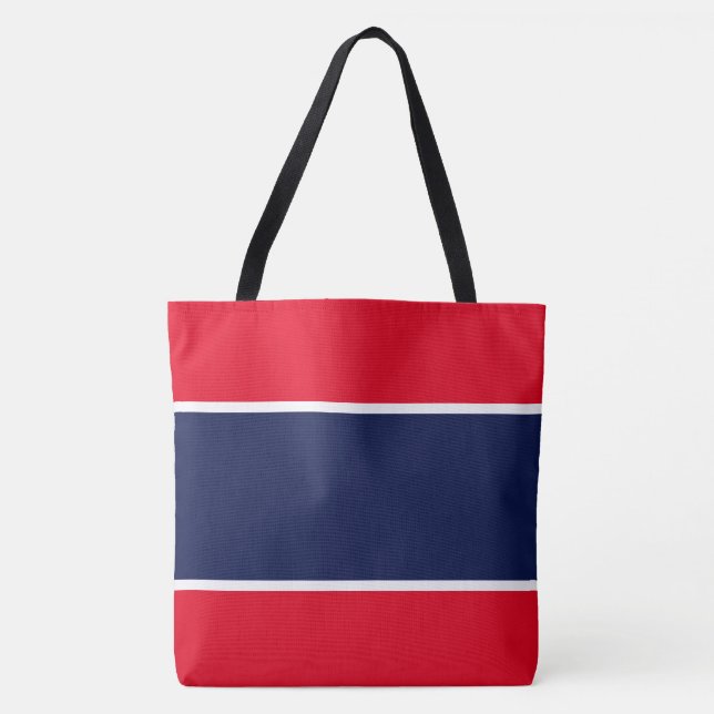 Professionell Bright Red White Navy Blue Rand Tygkasse (Framsida)