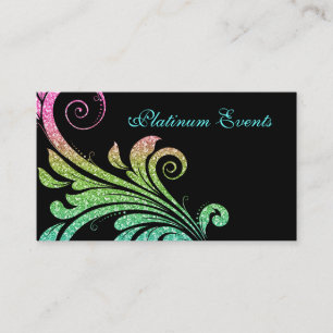 Professionell Bröllop Elegant Glitter Löv Swirl Visitkort