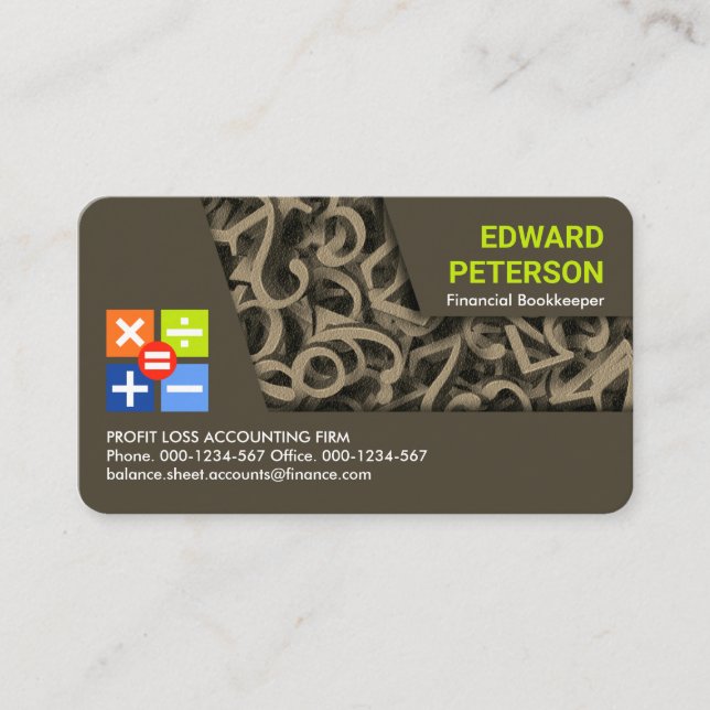 Professionell Brown Numres design Financial Visitkort (Framsida)