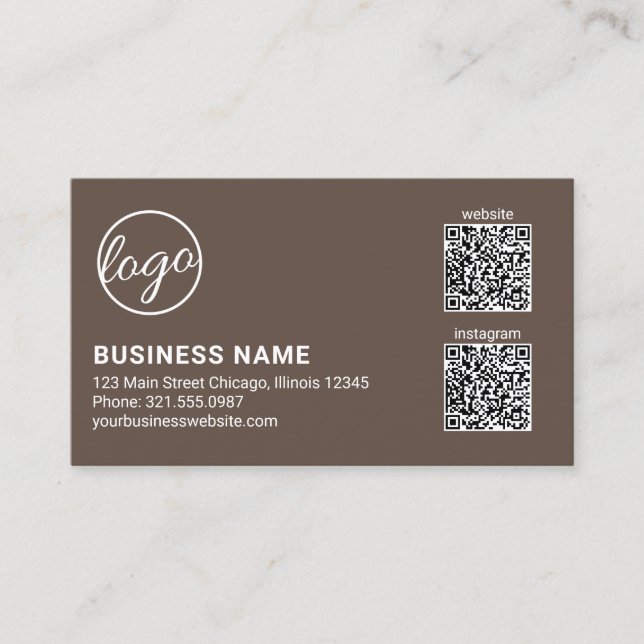 Professionell Brun Logo QR-kod Modern Visitkort (Framsida)