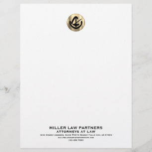 Professionell Brushed Guld Logotyp Attorneys Law F Brevhuvud