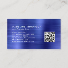 Professionell Brushed Metall Royal Blue QR-kod Visitkort