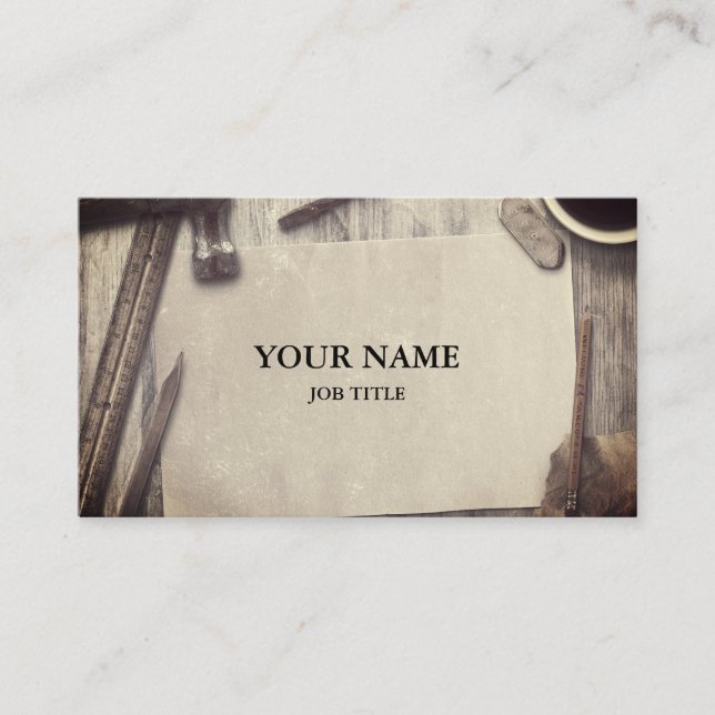 Professionell Builder Carpenter Verktyg Woodworkin Visitkort (Framsida)